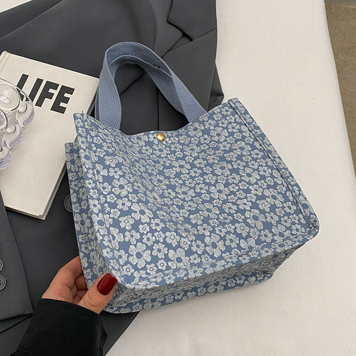 Floral Print Canvas Tote Bag