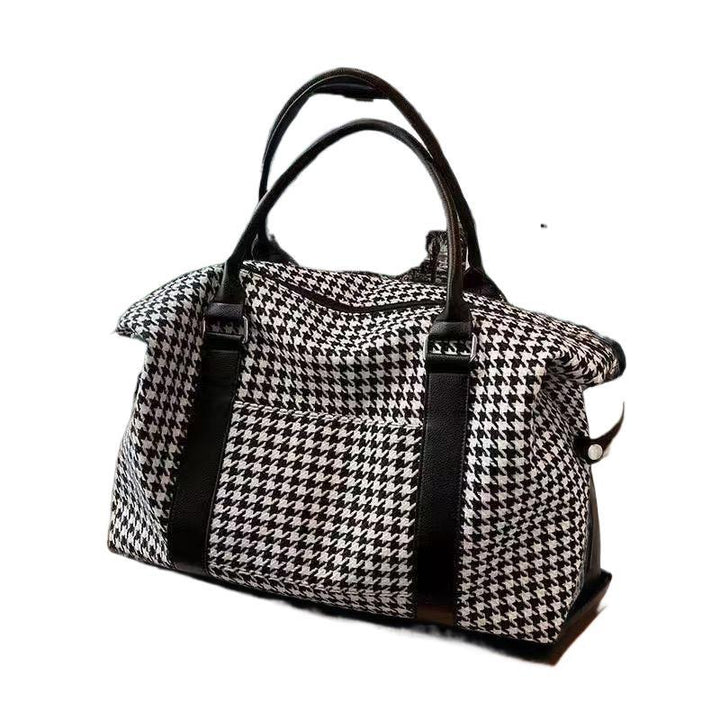 Spacious Tote Bag With Stylish Houndstooth Pattern Stornfield