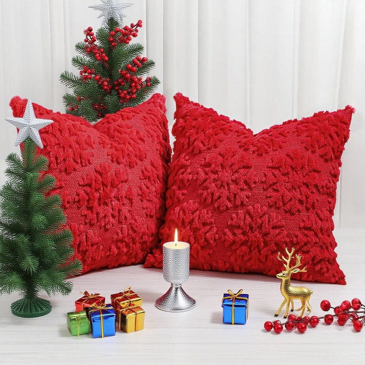 Festive Tufted Tree-Pattern Square Throw Pillow Covers with Plush Texture and Hidden Zipper