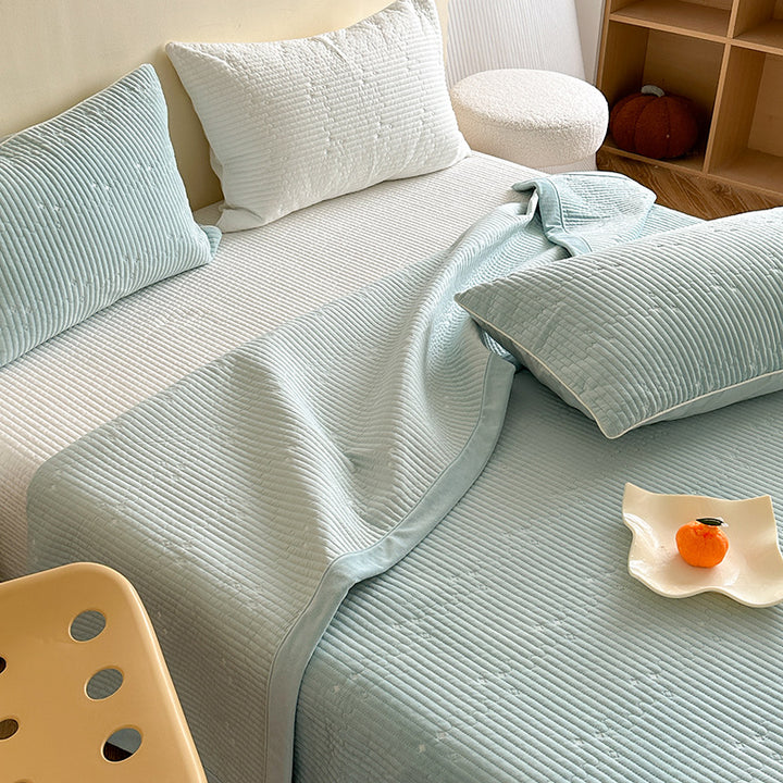 Quilted Lightweight Bedspread Coverlet with Subtle Star-Embossed Texture