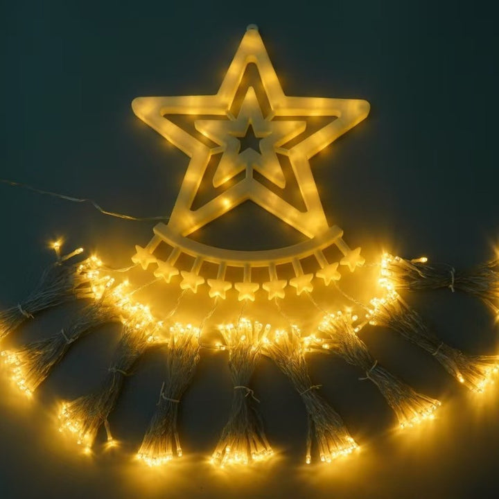 Decorative Star LED Wall Lamp With Warm Twinkle Tassel Fairy String Lights Stornfield