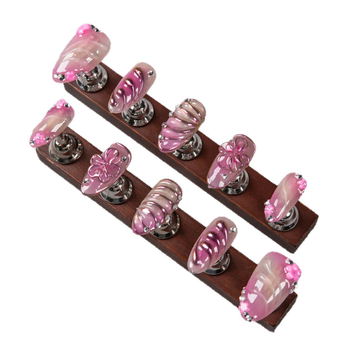 Artistic Press-On Nail Set with Jewel Accents