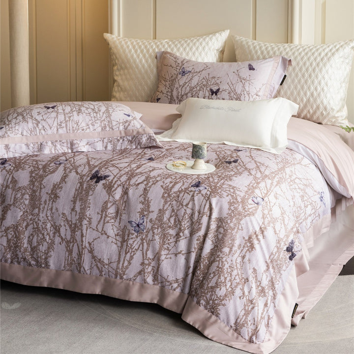 Floral Watercolor Cotton-Sateen Duvet Cover Set