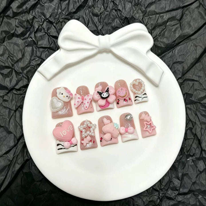 Whimsical Decorative Press-On Nail Set