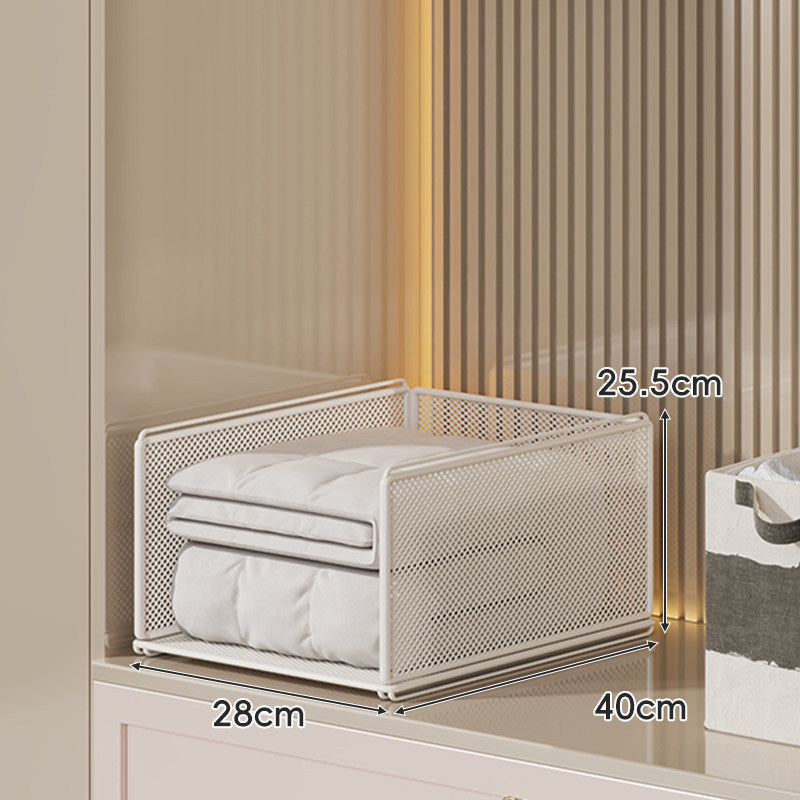Stackable Metal Mesh Four Tier Closet Storage Drawer Organizer