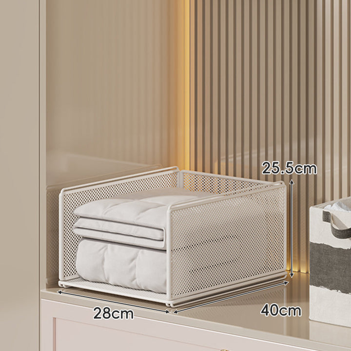 Stackable Metal Mesh Four Tier Closet Storage Drawer Organizer