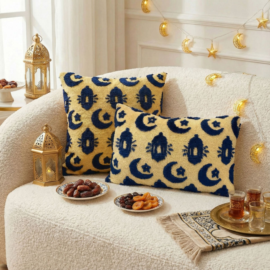 Rectangular Textured Chenille Lunar Lantern Decorative Pillow Cover