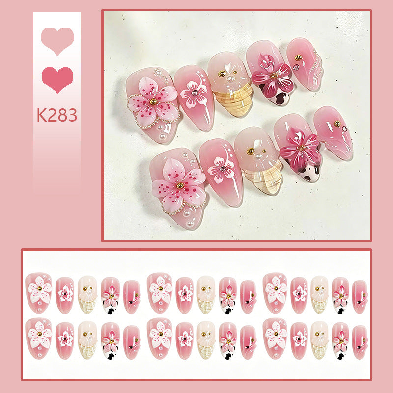 Luxurious artificial nails with floral decorations Stornfield
