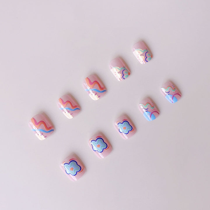 Nail art set with colorful neon-inspired design Stornfield