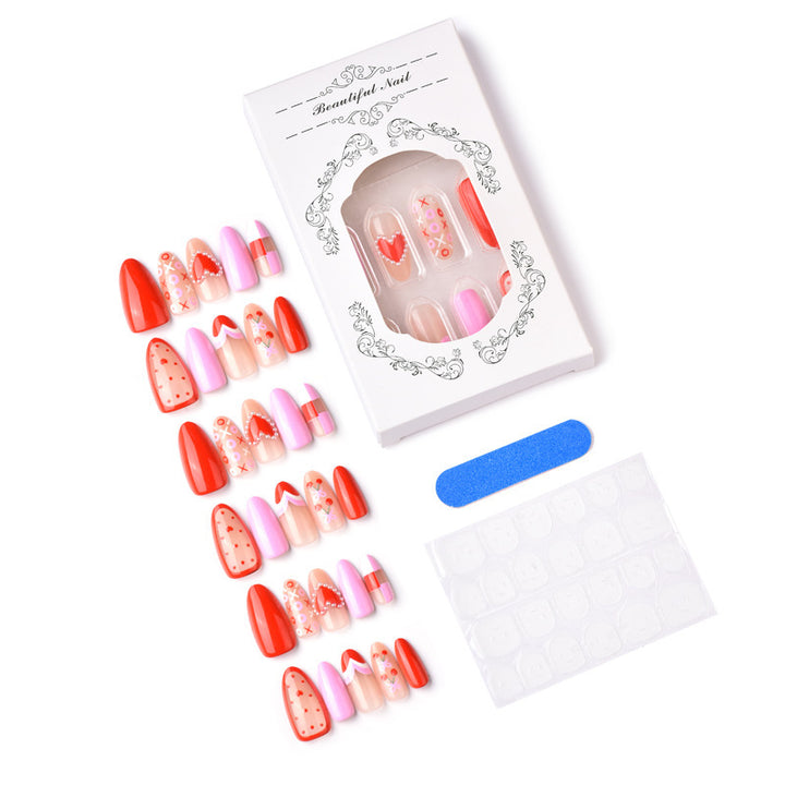 Themed Heart-Inspired Press-On Nail Art Set