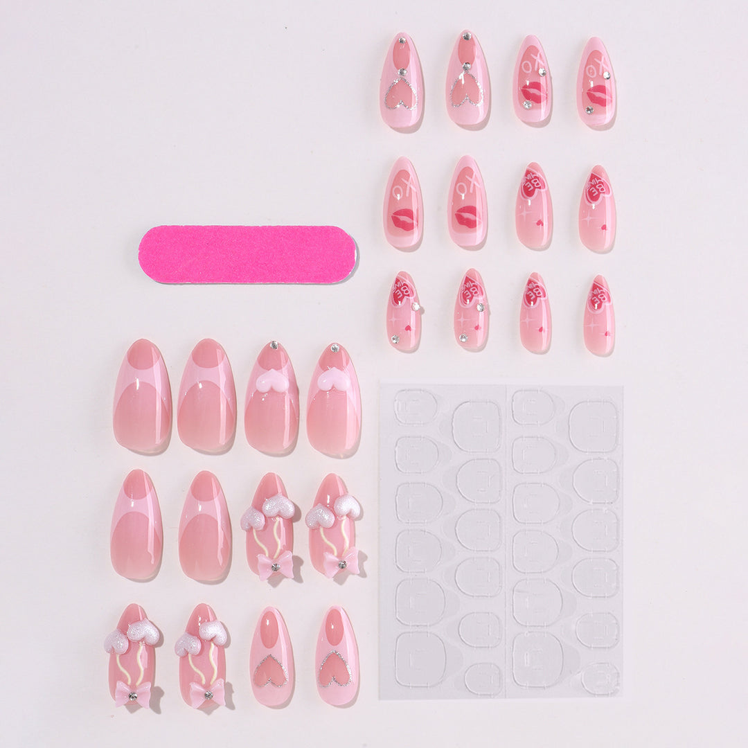 Artificial nail set with playful heart and lip motifs Stornfield