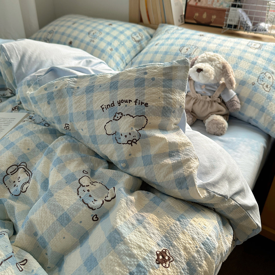 Playful Cartoon Dog Themed Bedding Set