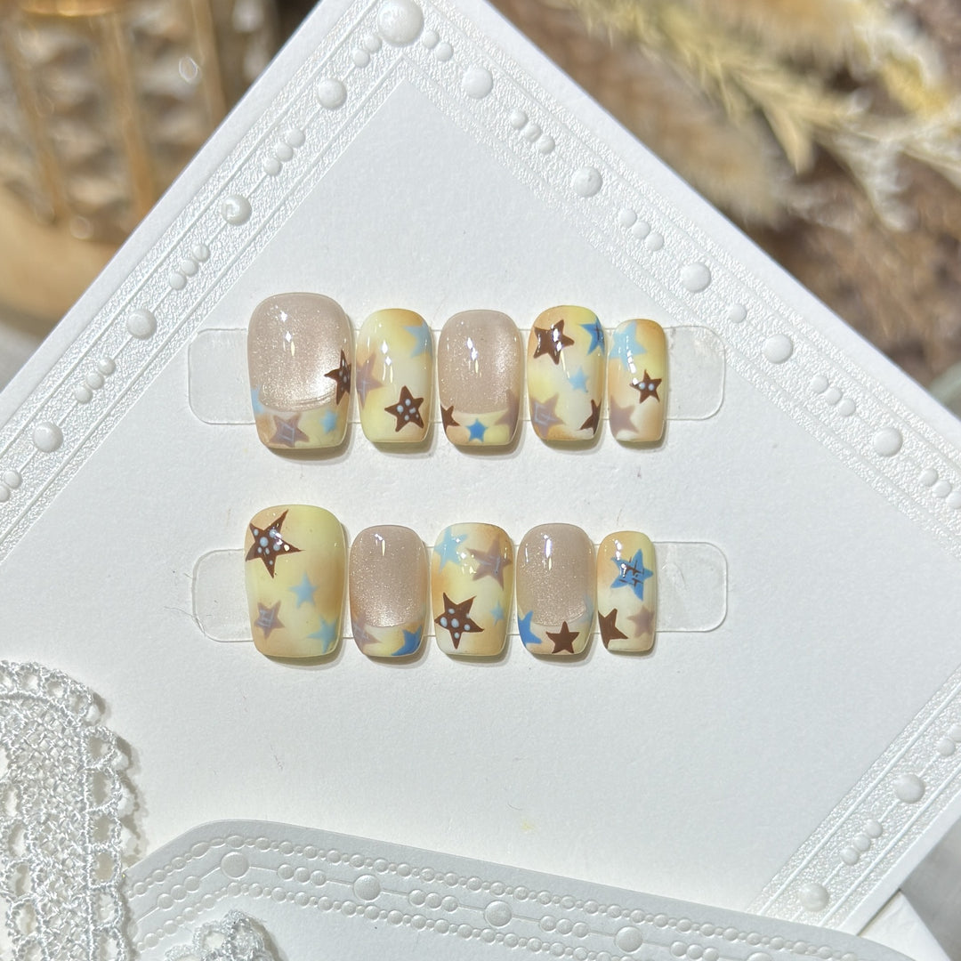 Press-On Nail Art Set with Star Accents Stornfield