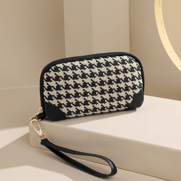 Elegant Houndstooth Zip Pouch Stornfield