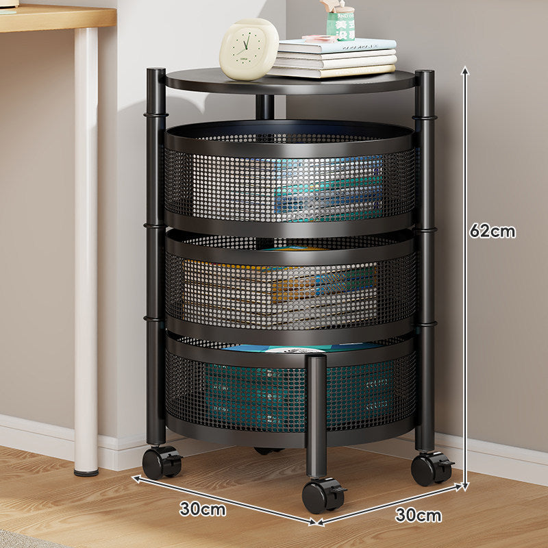 Compact Rolling Mesh Multi-Tier Corner Storage Cart