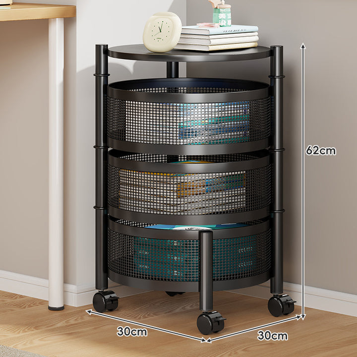 Compact Rolling Mesh Multi-Tier Corner Storage Cart