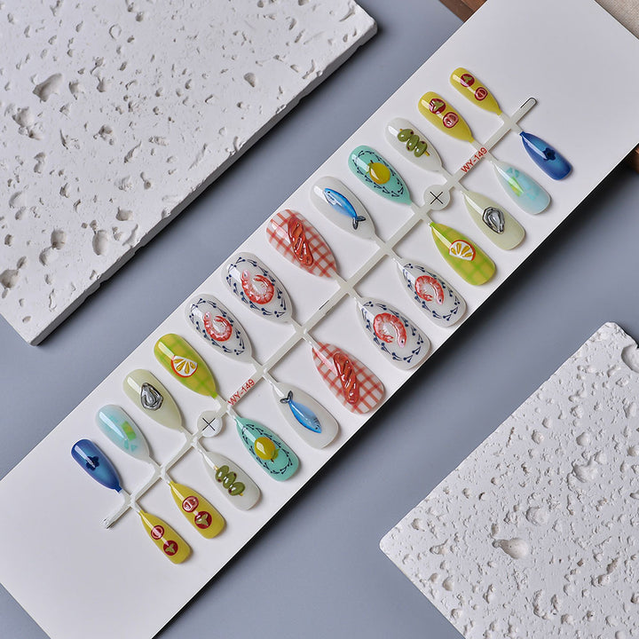 Artistic Ocean-Inspired Press-On Nails Stornfield