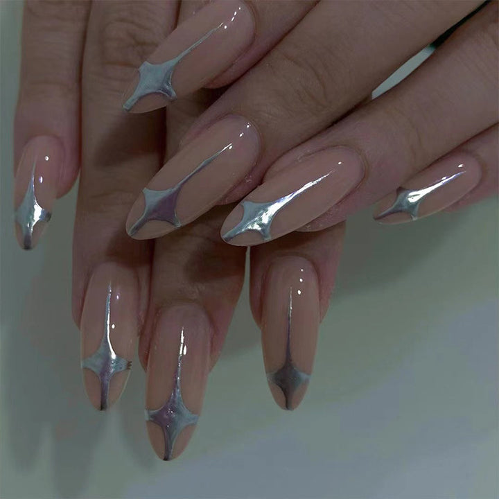Artful Stiletto Nails with Silver Accents Stornfield