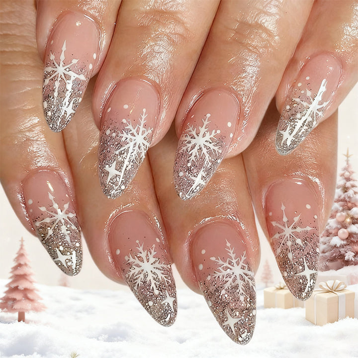 Glittery Snowflake Nail Art Stornfield