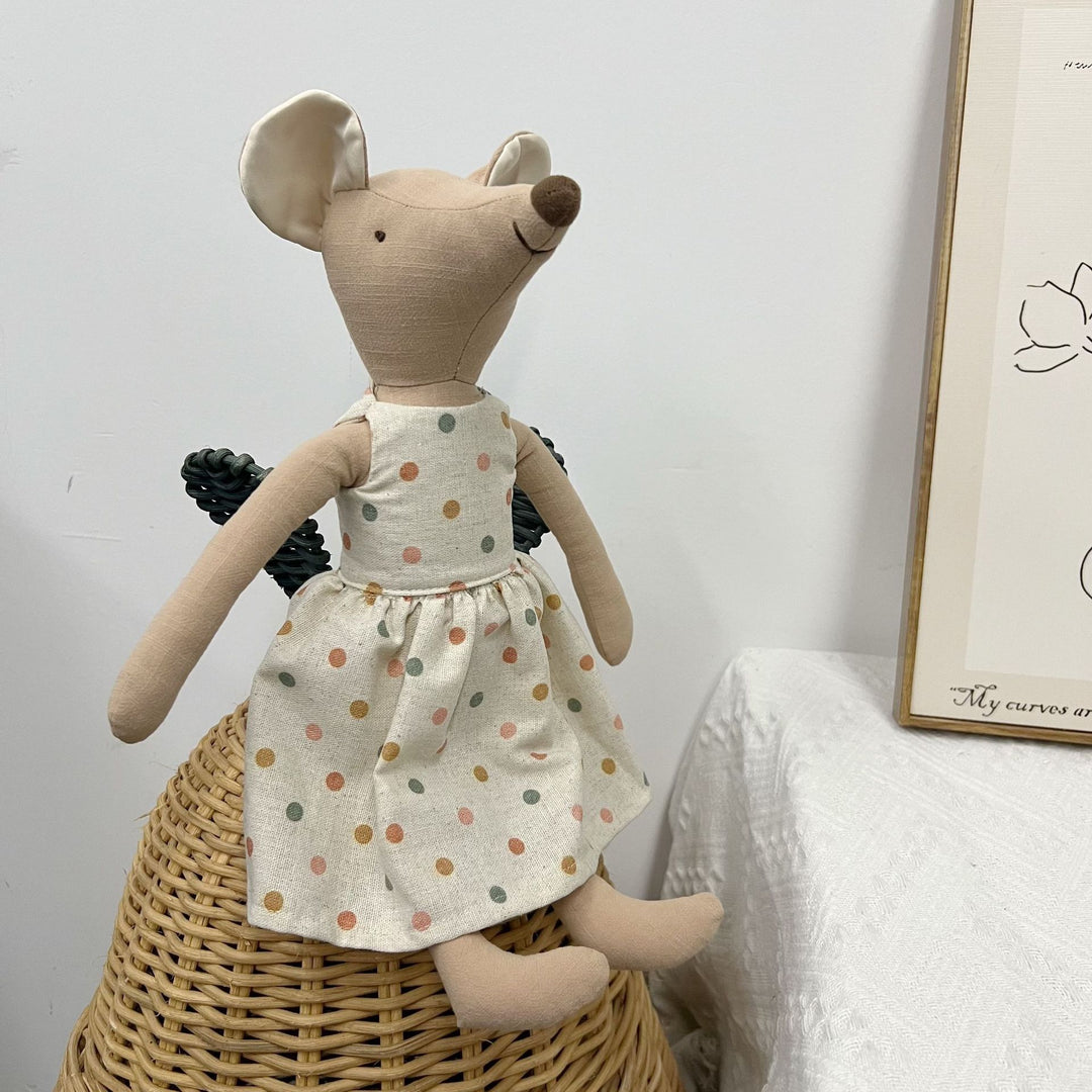 Handcrafted Linen Elephant Soft Toy with Ruffled Collar