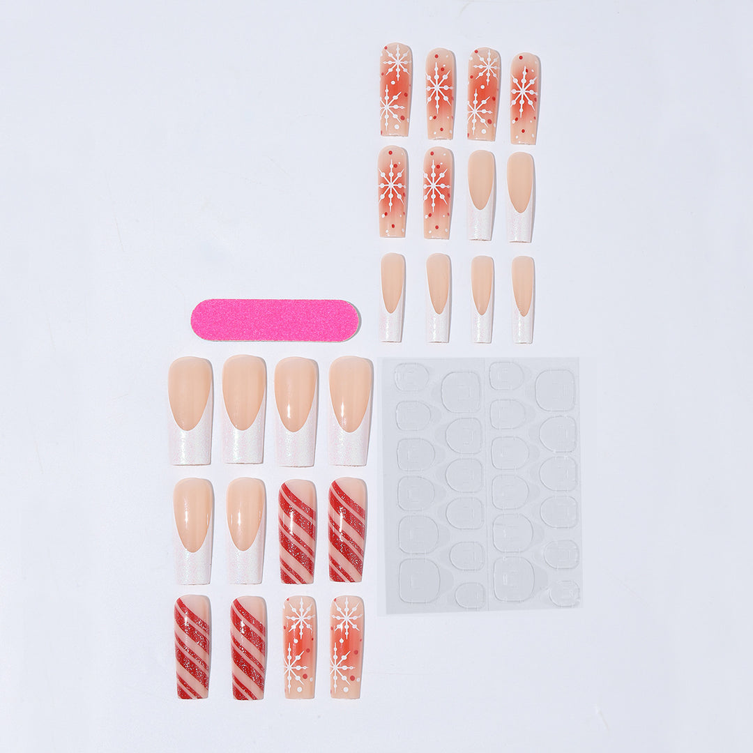Acrylic nail set with festive candy cane and glitter accents Stornfield