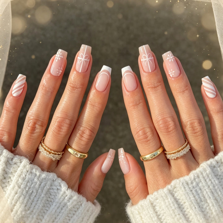 Elegant Holiday-Themed Nail Art Extensions Stornfield