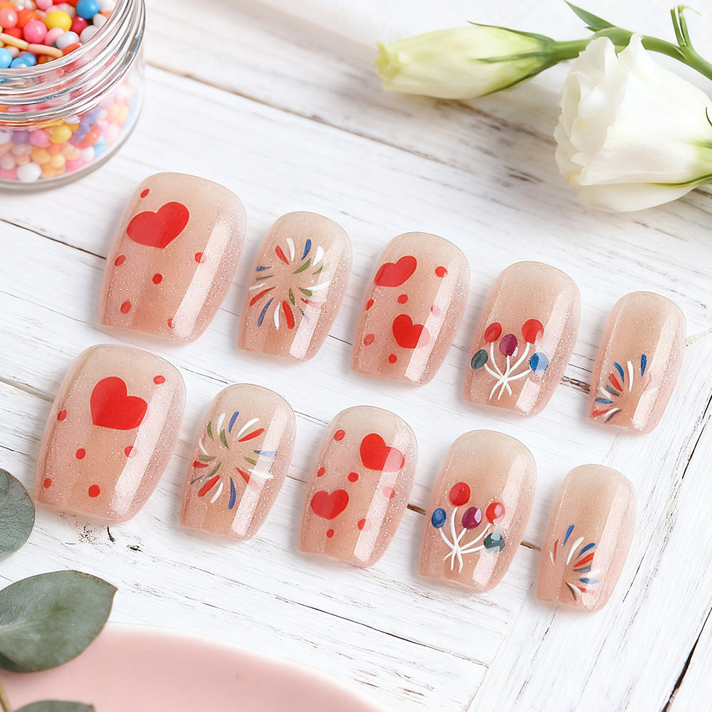 Creative Heart-Themed Press-On Nail Art Stornfield