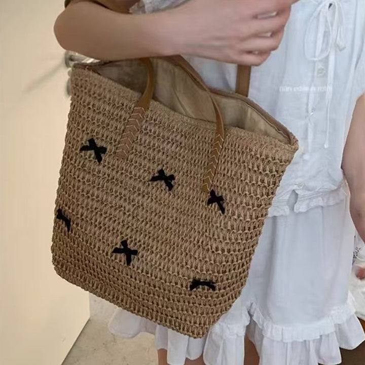 Braided Bast Bag with Decorative Bow Design Stornfield