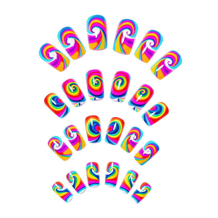Creative nail art with colorful spiral pattern Stornfield
