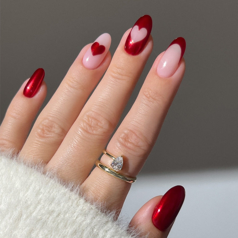 Elegant Heart-Designed Press-On Nail Set Stornfield