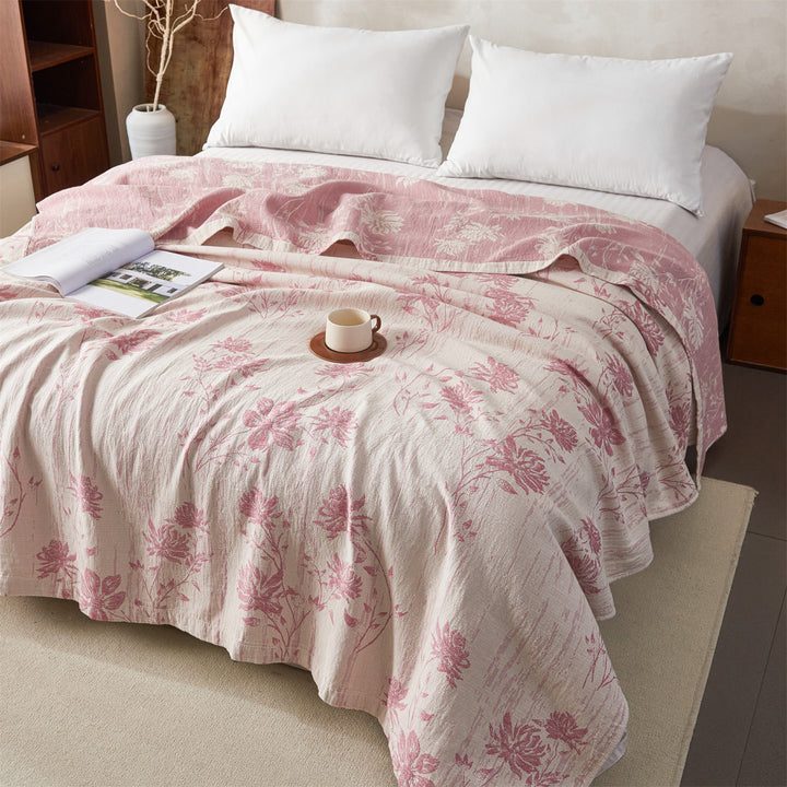 Reversible Floral Jacquard Cotton Coverlet Quilt Bedspread