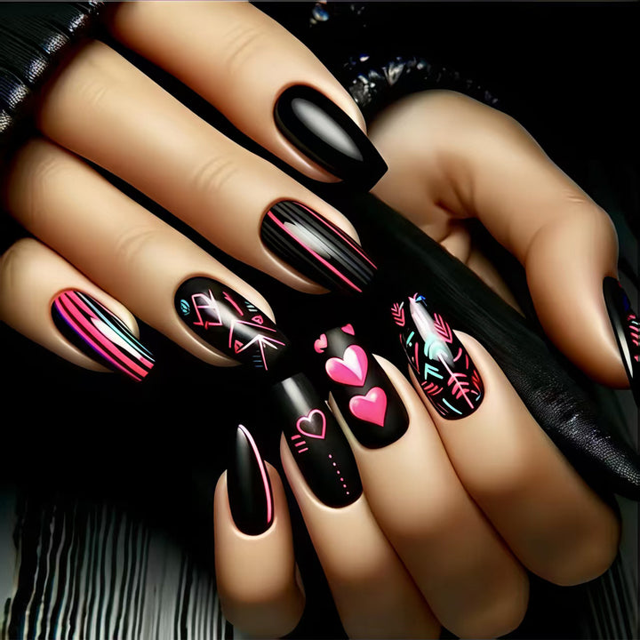 Creative artificial nails with modern graphic designs Stornfield