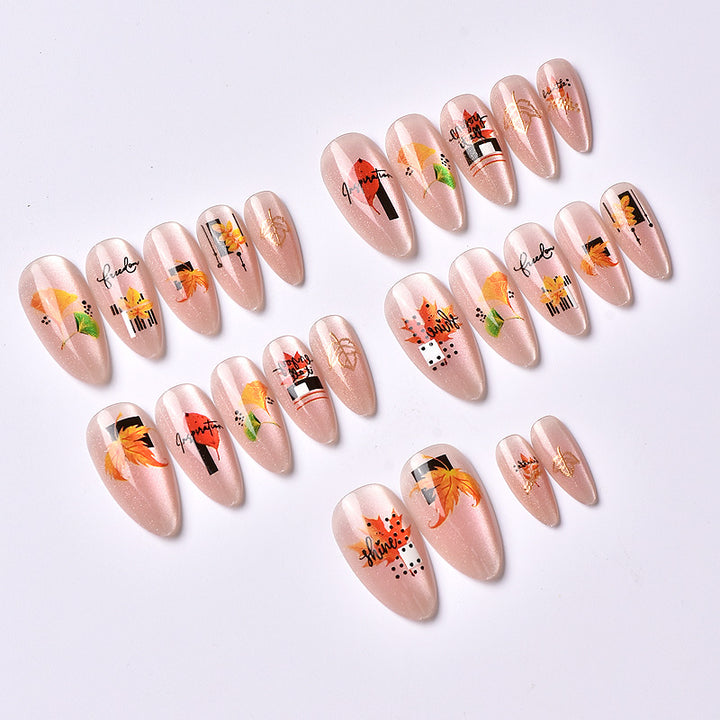Autumn-Inspired Artistic Press-On Nail Art Set Stornfield