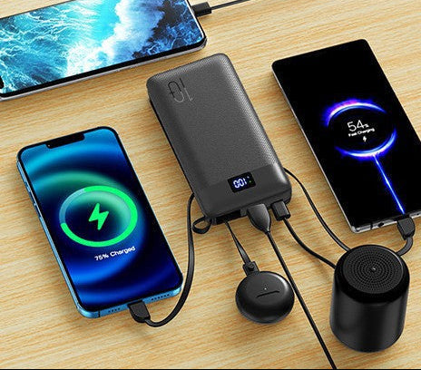 Slim High-capacity portable power bank with integrated charging cables and digital LED display Stornfield