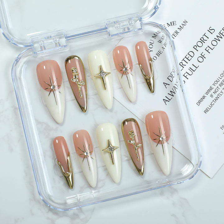 Artificial nail set with elegant 3D decorations and luxurious accents Stornfield