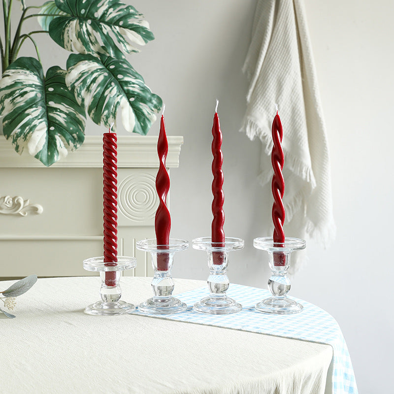 Sculptural Ribbon-Twist Taper Candle Set