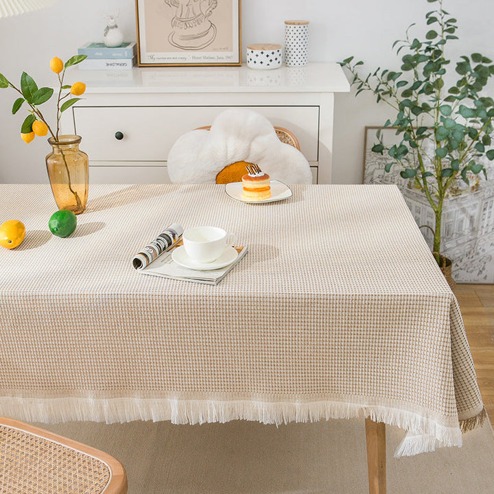 Stornfield | Modern Waffle Tablecloth, Knitted Lace Fabric Coffee Cloth, Round Tablecloth, Rectangular Tablecloth