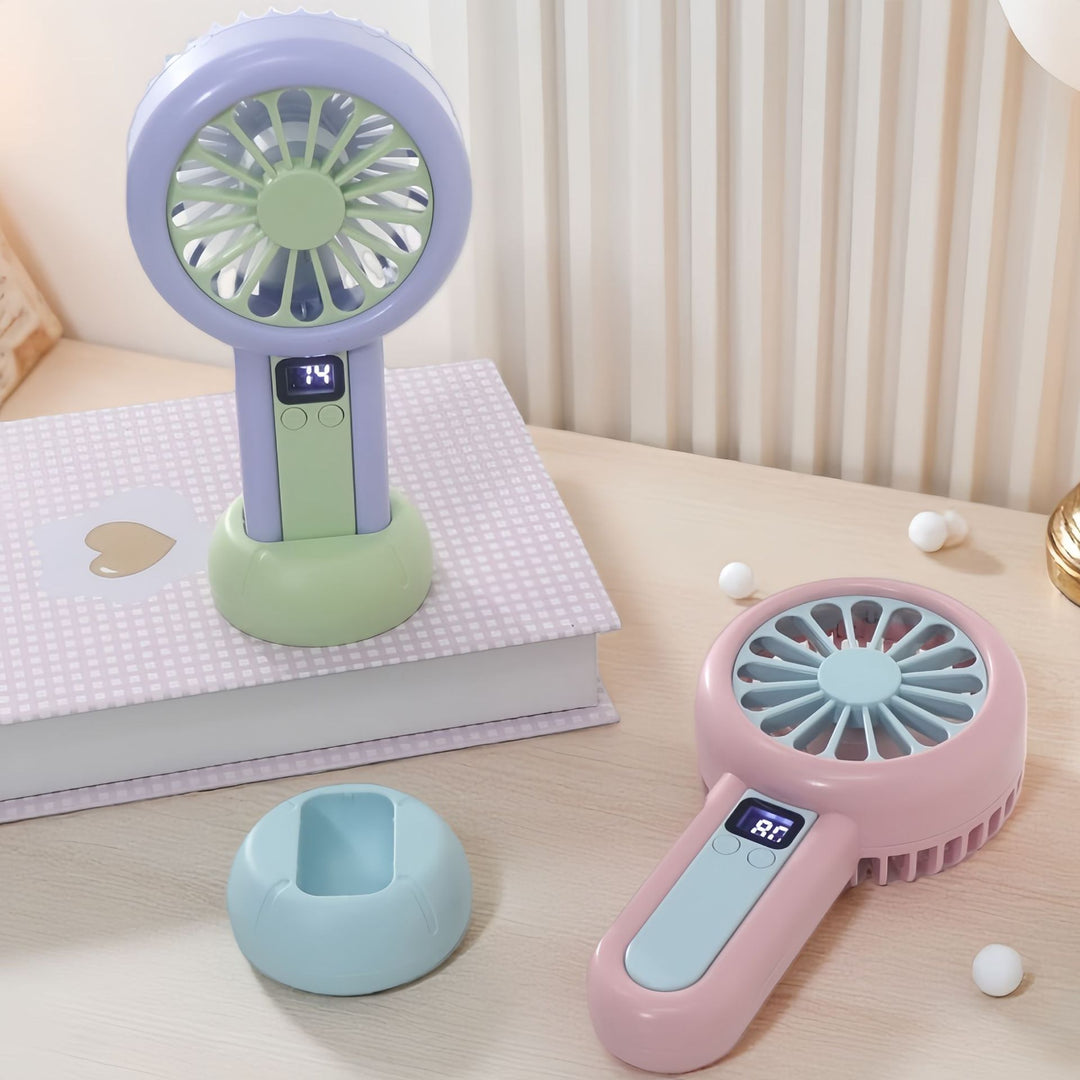 Ladies portable handheld fan with digital speed display Stornfield