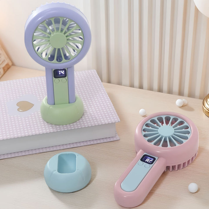 Ladies portable handheld fan with digital speed display Stornfield