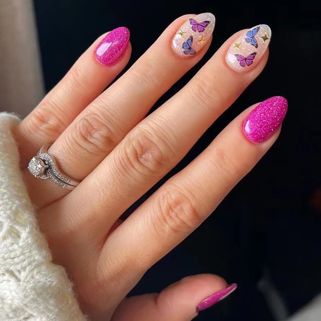 Glittery Butterfly Nail Art Extensions Stornfield