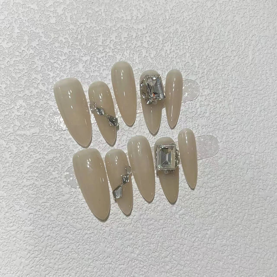 Elegant Stiletto Press-On Nail Set with Rhinestone Accents Stornfield