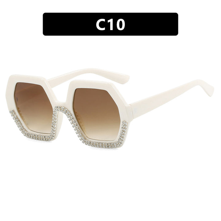 Women's extravagant sunglasses with hexagonal frame and rhinestone accents Stornfield