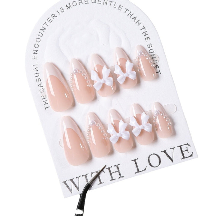 Decorative Press-On Nail Tips with Bow Accents Stornfield