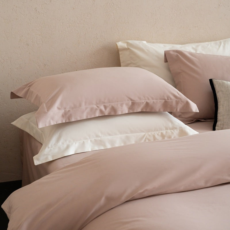 Premium cotton satin bed linen set with soft hotel closure