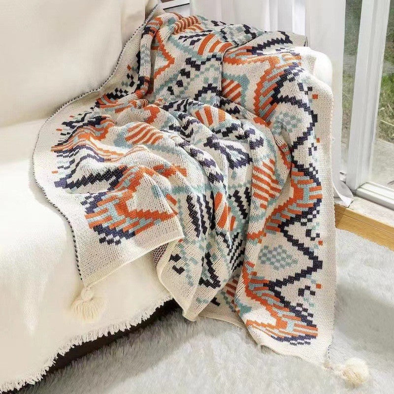 Geometric Knit Throw Blanket