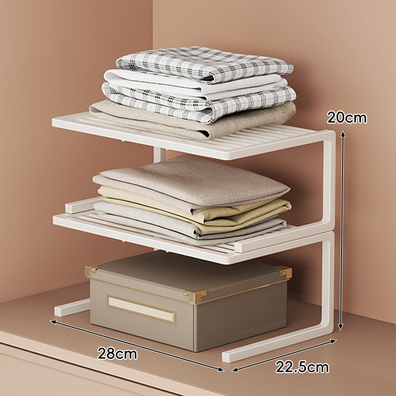 Low-Profile Ventilated Metal Shelf Riser Organizer for Closet and Countertop
