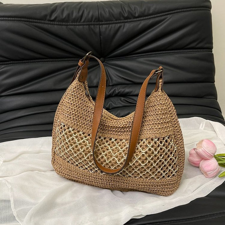 Hand-knotted shoulder bag with leather accents Stornfield