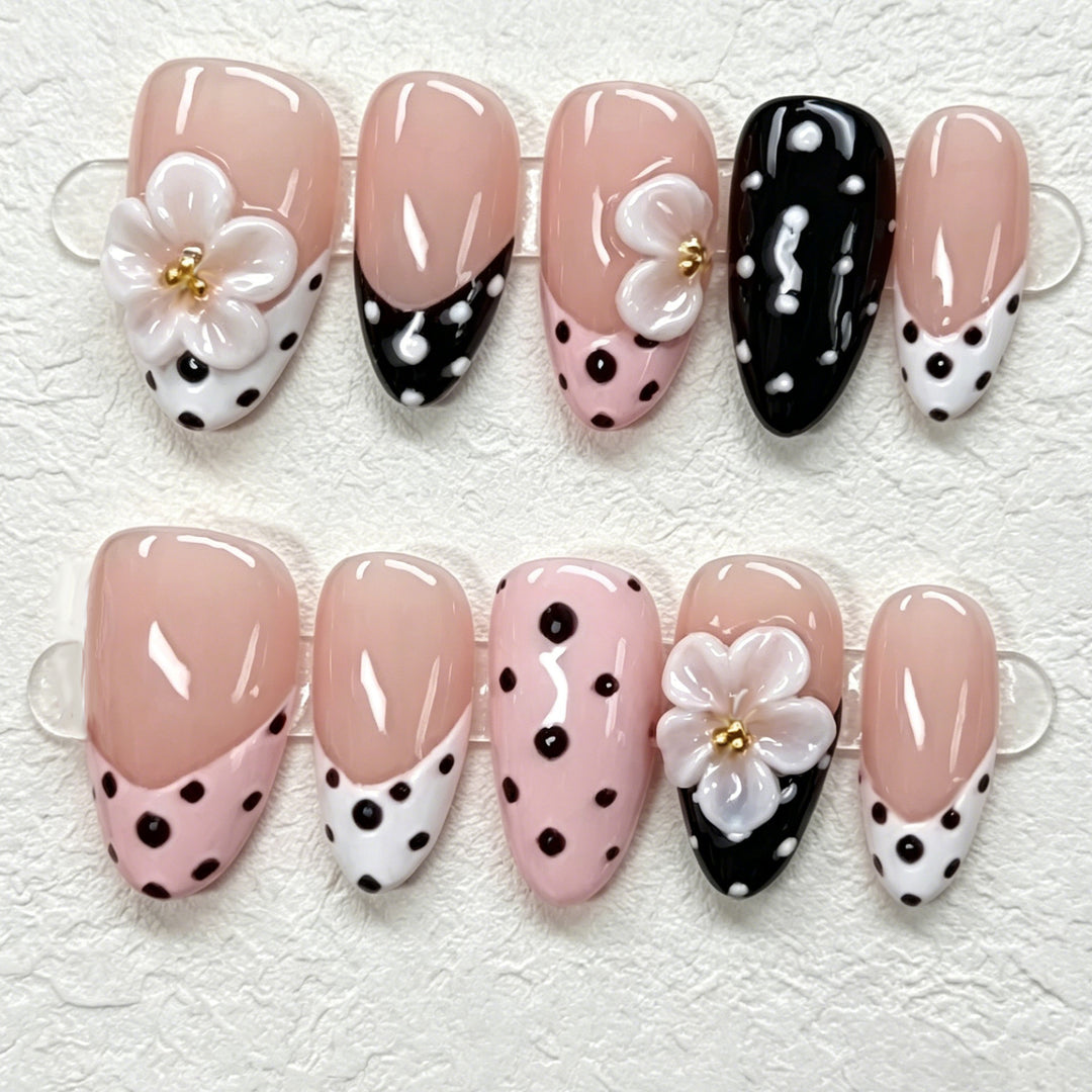 Floral and Polka Dot Press-On Nail Art Stornfield