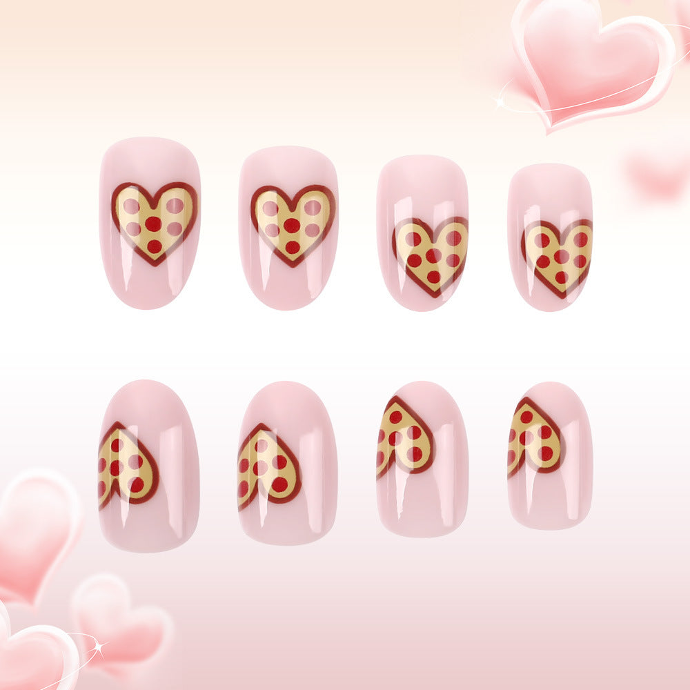 Whimsical Pizza Heart Press-On Nail Art Stornfield