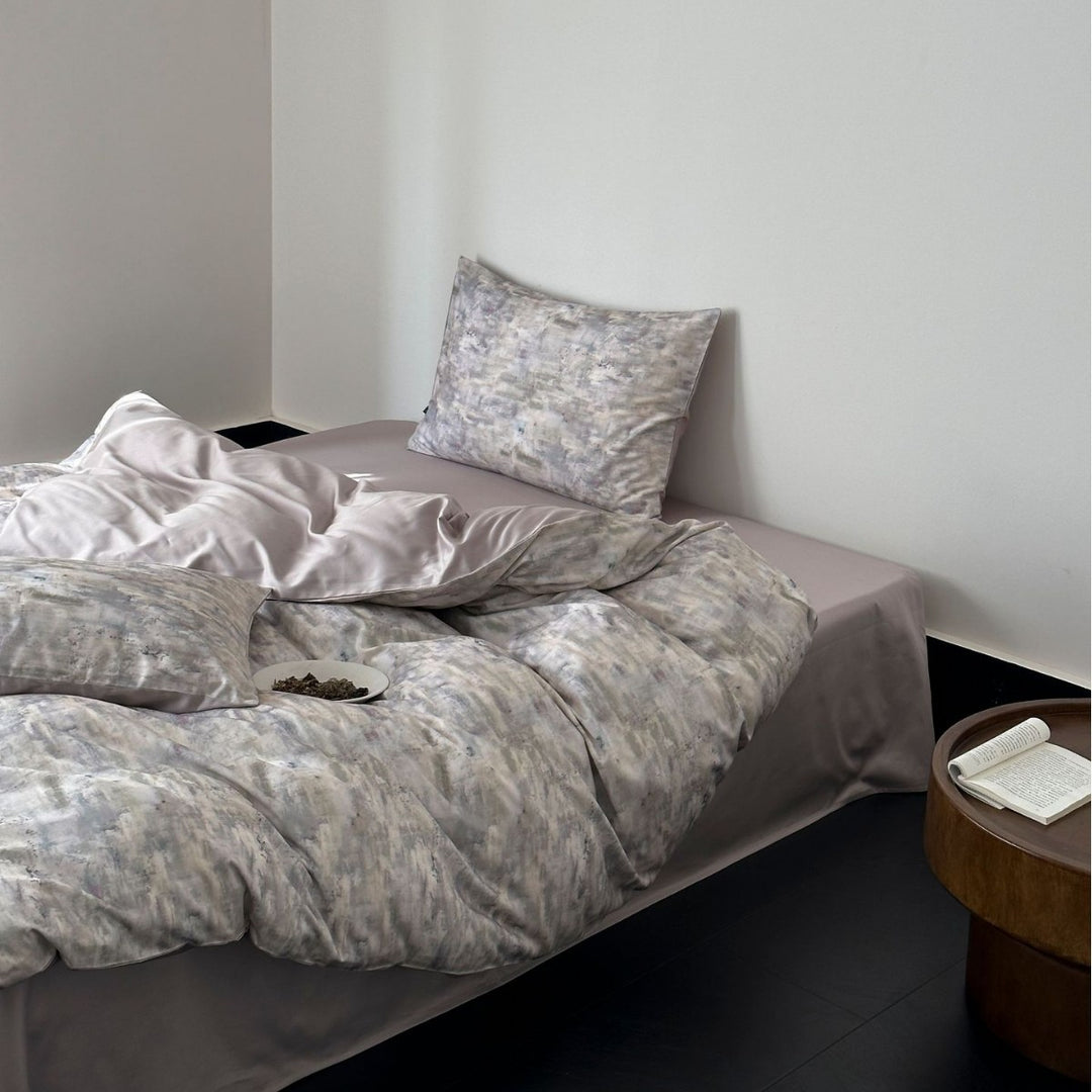Luxury Lace-Trim Satin Duvet Cover Set